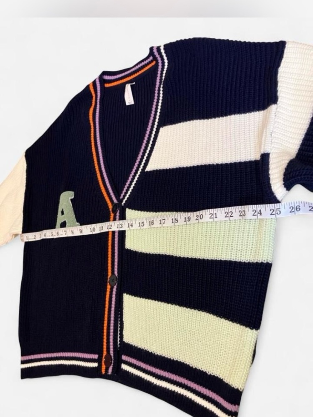 Anthropologie Daily Practice Oversized Varsity Colorblock Cardigan size L - Picture 3 of 8